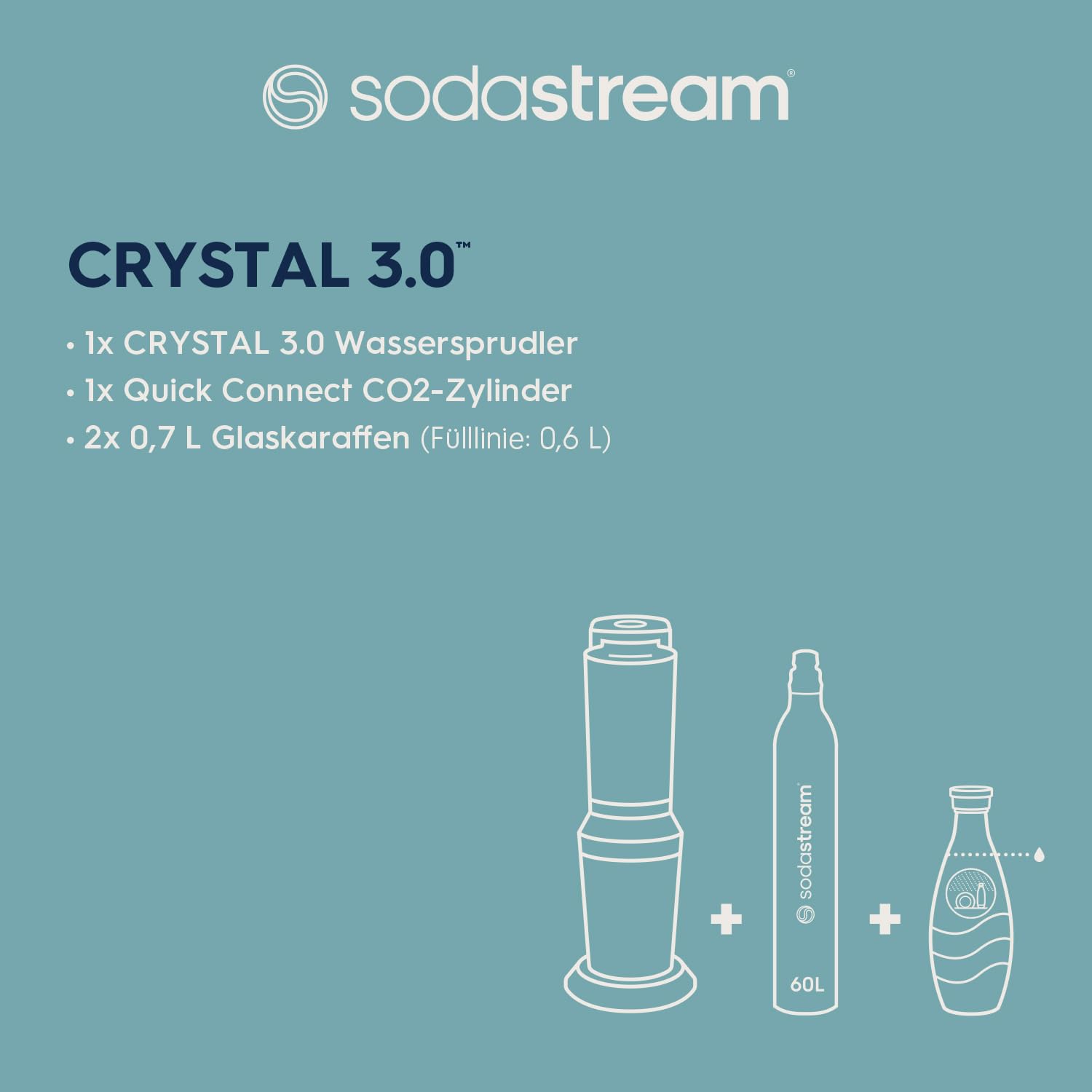 Machine à gazéifier Crystal 3.0 avec cylindre de CO2 Quick-Connect | avec 2 bouteilles en verre Crystal de 0,8 l | Couleur : titane – Image 8