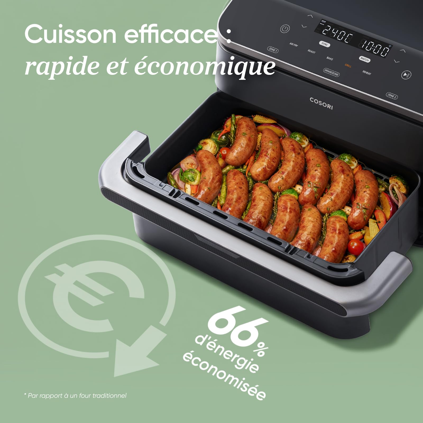 Air Fryer 10L Twinfry, Friteuse sans Huile Double Résistance, Airfryer à Dual Zone Avec Séparateur Amovible – Image 3