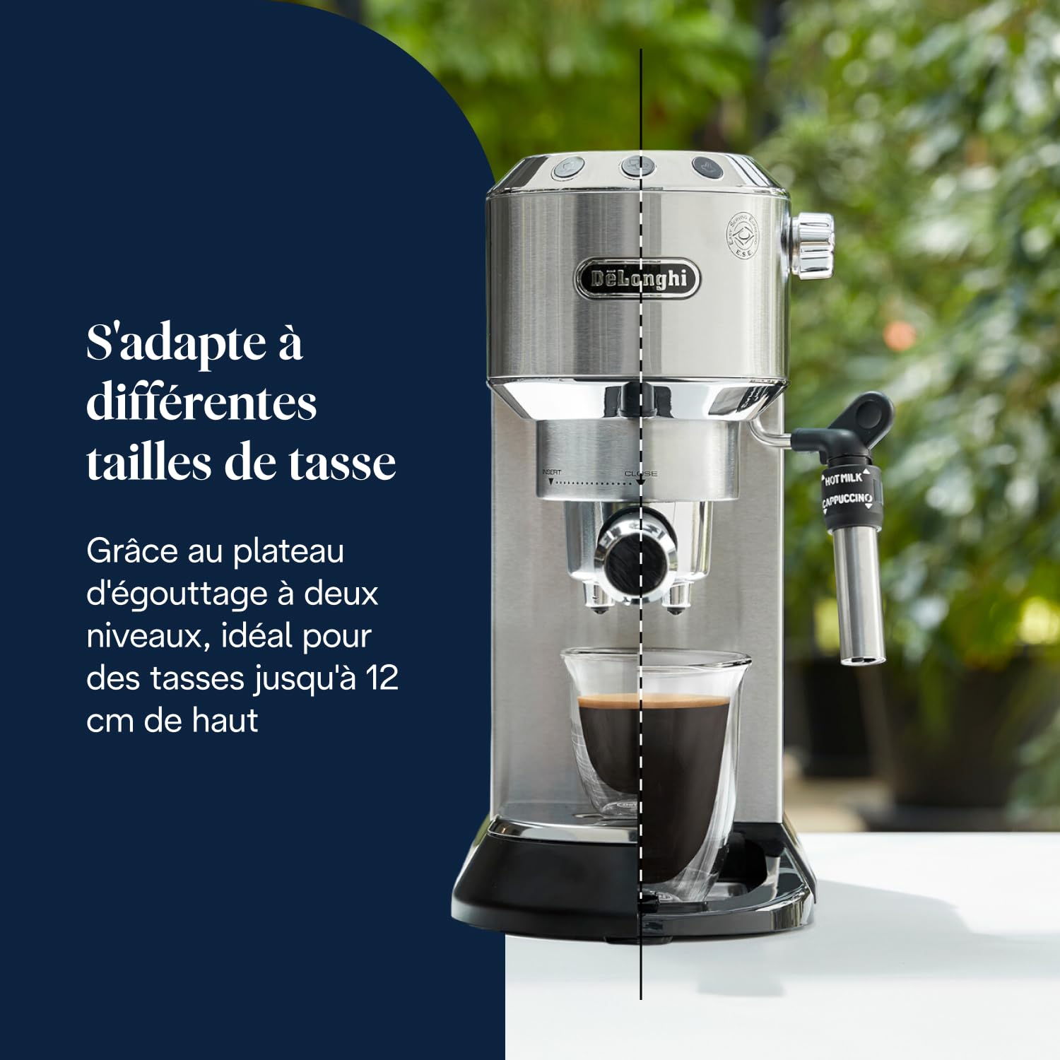 Dedica Style EC685.M, Machine à Expresso avec Buse à Mousse de Lait Professionnelle, Seulement 15 cm de Large, Réservoir de 1 L, Boîtier en Métal, Compatible avec les Dosettes E.S.E, Métal – Image 5
