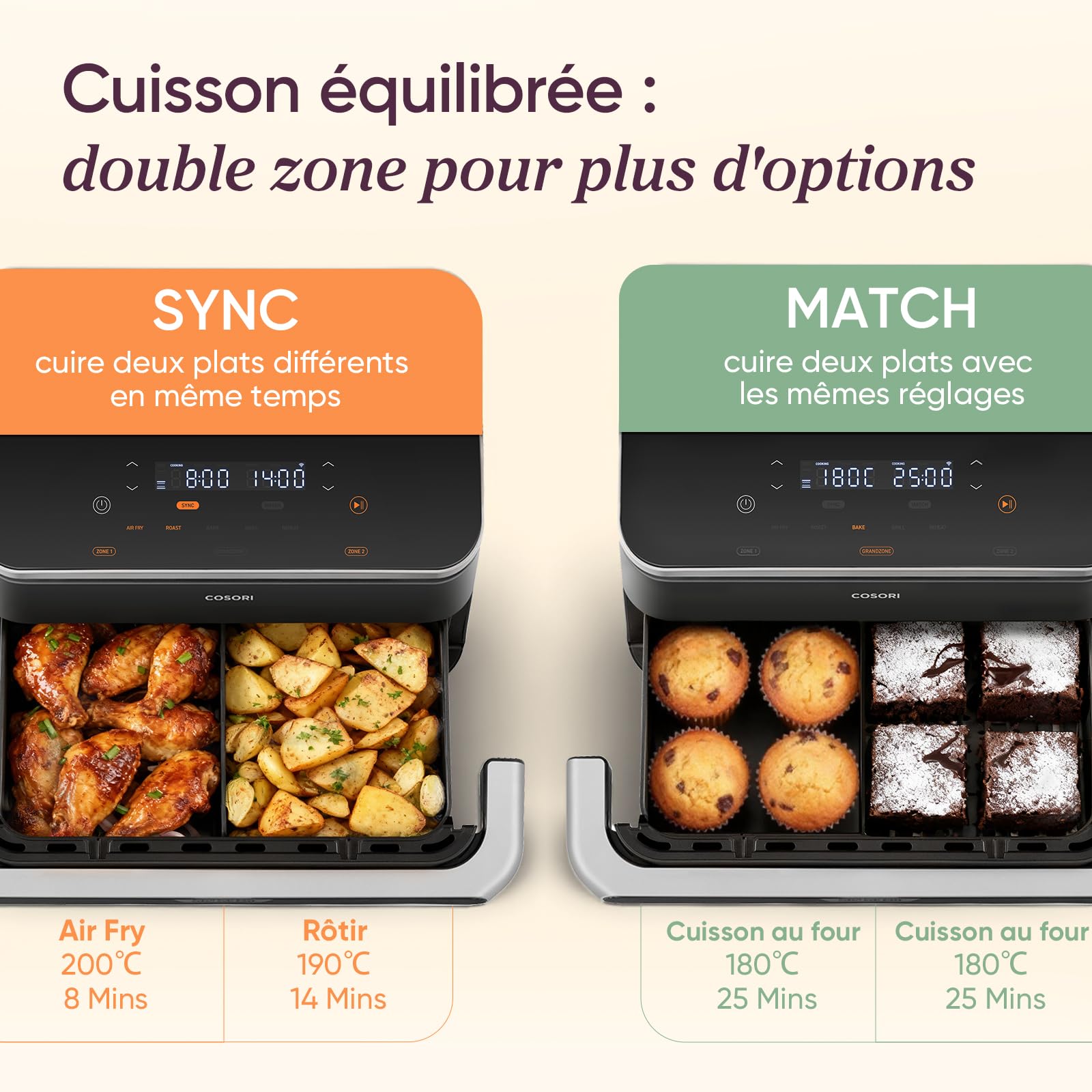 Air Fryer 10L Twinfry, Friteuse sans Huile Double Résistance, Airfryer à Dual Zone Avec Séparateur Amovible – Image 4