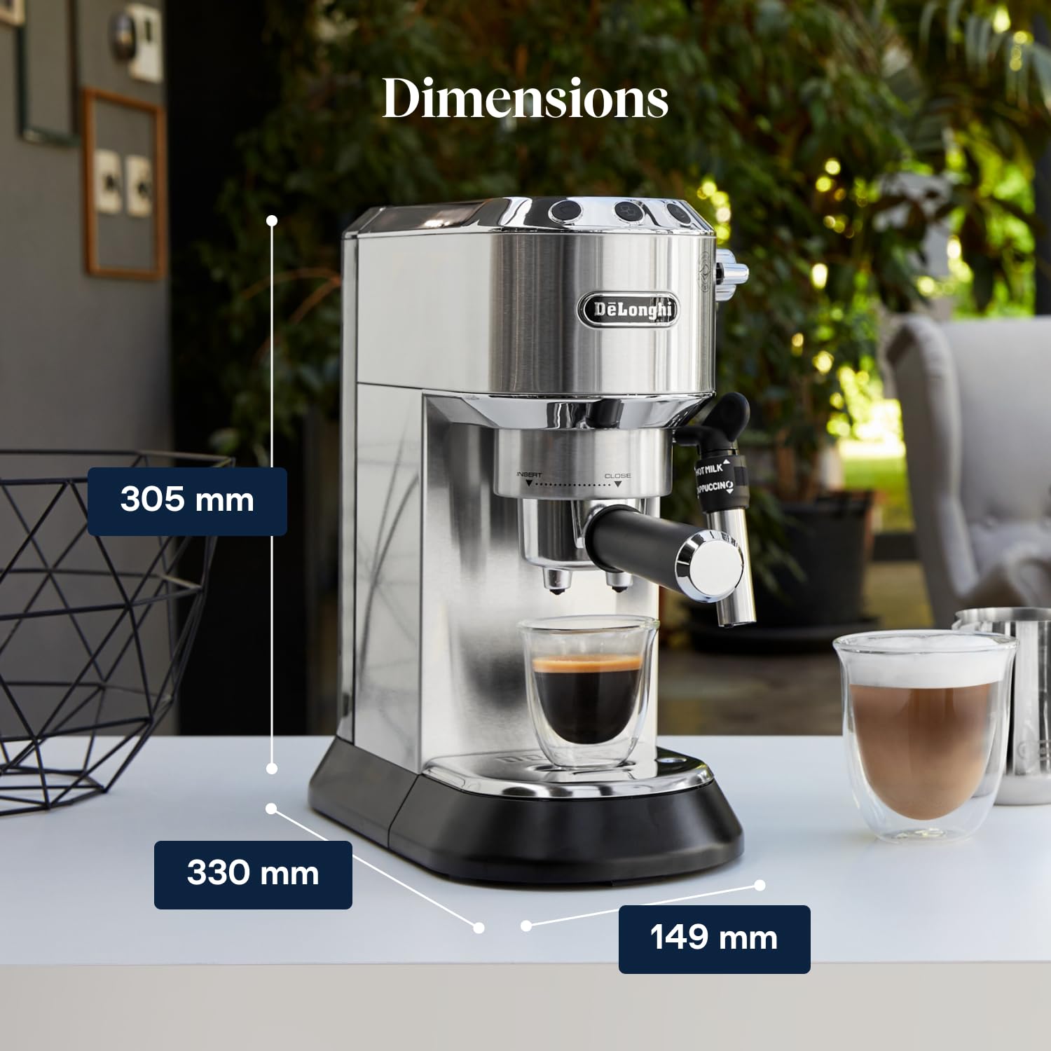 Dedica Style EC685.M, Machine à Expresso avec Buse à Mousse de Lait Professionnelle, Seulement 15 cm de Large, Réservoir de 1 L, Boîtier en Métal, Compatible avec les Dosettes E.S.E, Métal – Image 3
