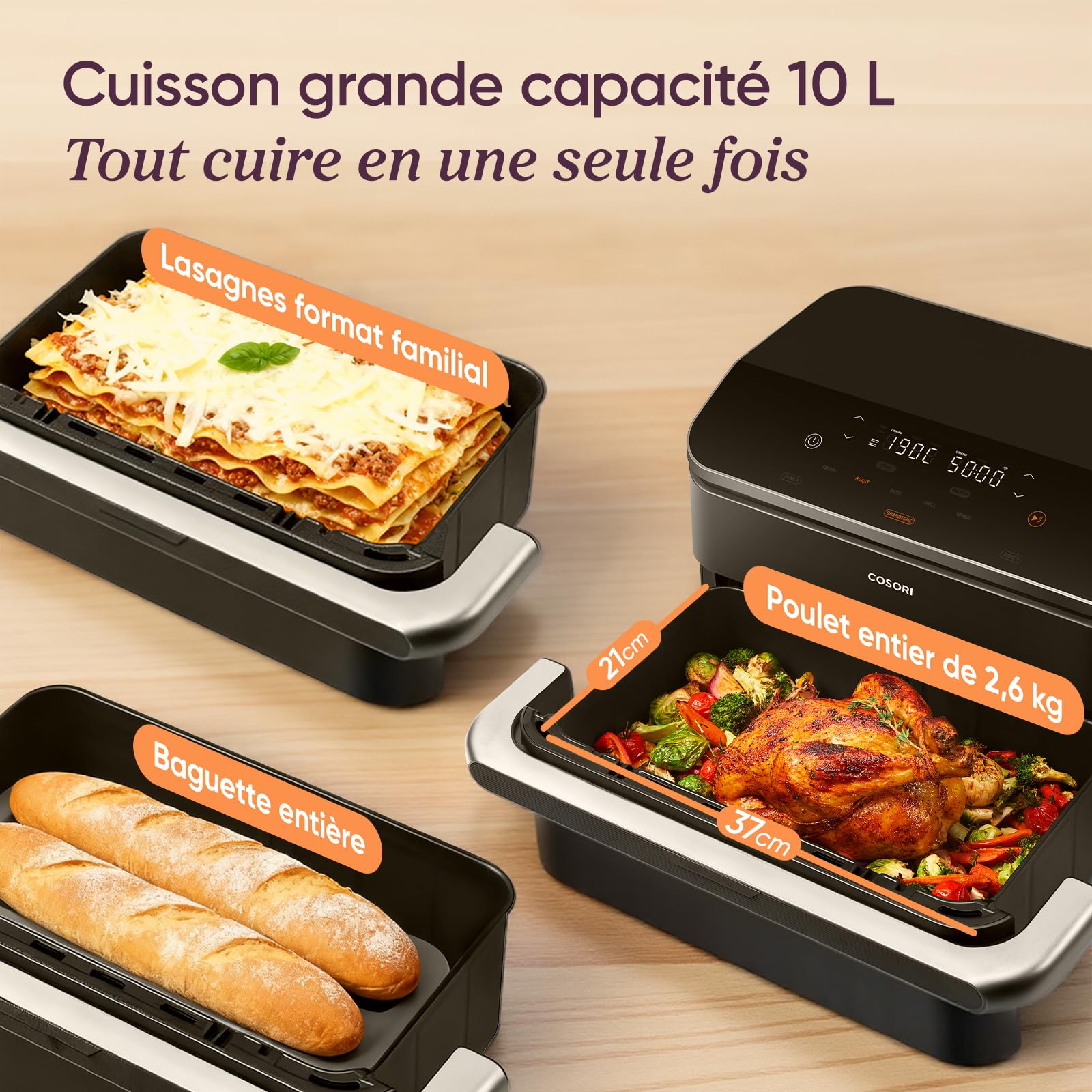 Air Fryer 10L Twinfry, Friteuse sans Huile Double Résistance, Airfryer à Dual Zone Avec Séparateur Amovible – Image 7
